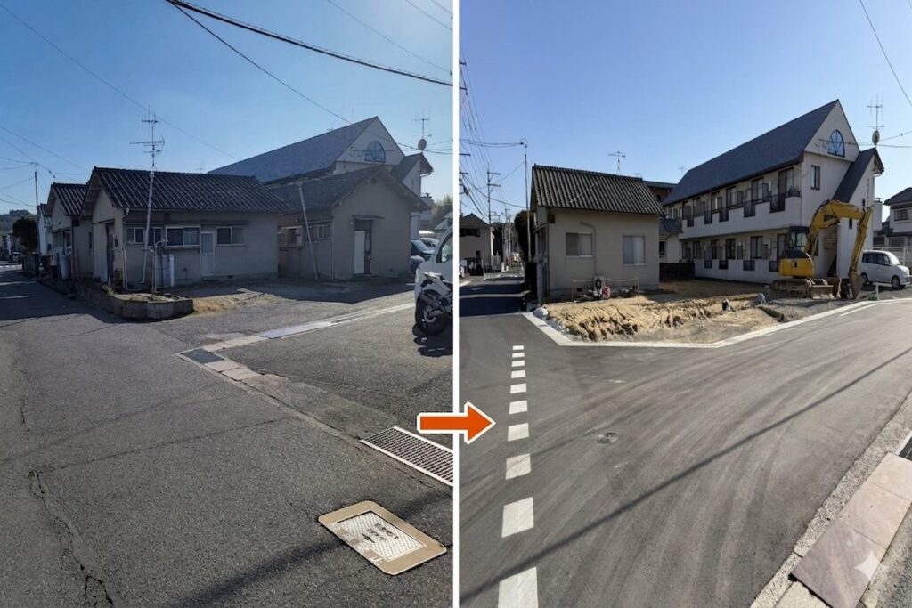 八本松町米満、解体ビフォーアフター写真